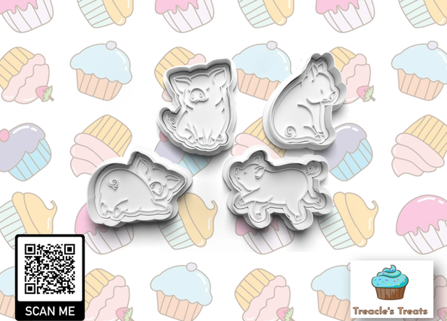 Pigs Theme Fondant/cookie stamps with cutters