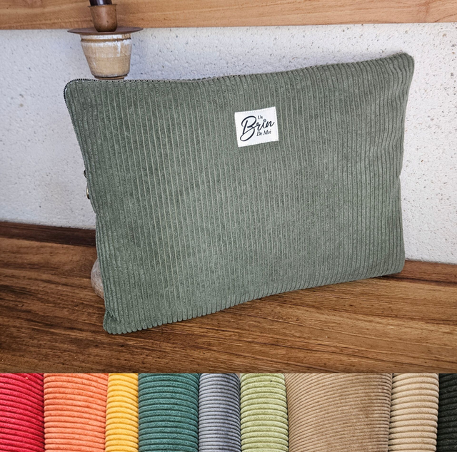 Personnalisez votre housse d&#039;ordinateur en velours côtelé kaki