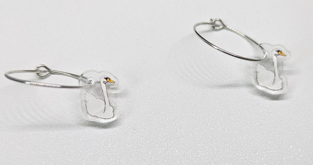 Swan hyperallergenic hoop earrings 