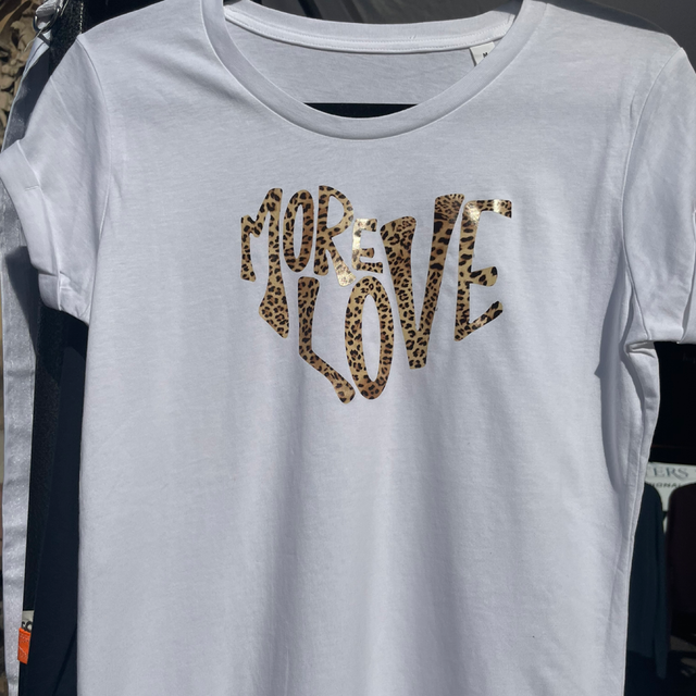  More Love Rolled Sleeve T-shirt | Tambas Prints