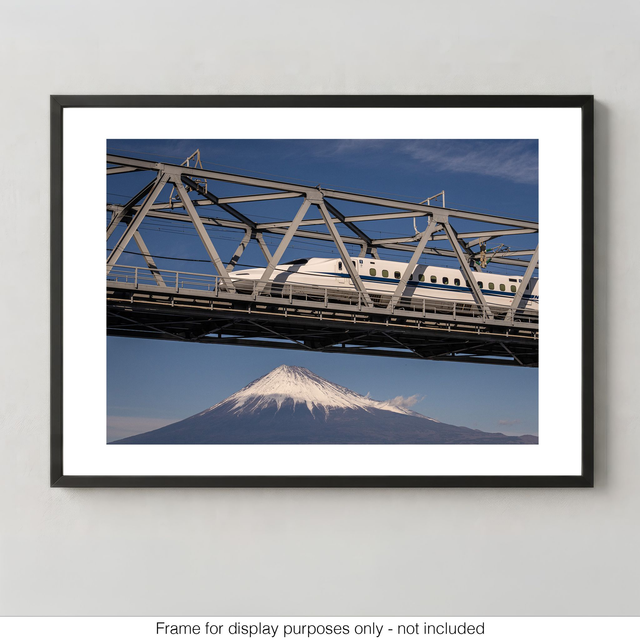 Shinkansen Speeding Over Mount Fuji