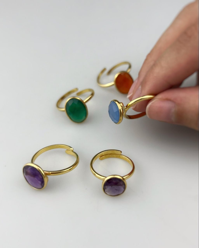 Anello Pietre Semipreziose Minimal