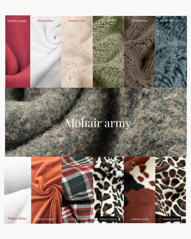 Capuche adulte - Mohair army (reflets vert)