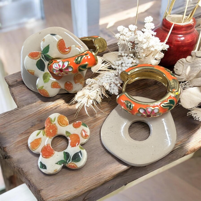 Pampilles interchangeables faites main avec créoles en acier inoxydable