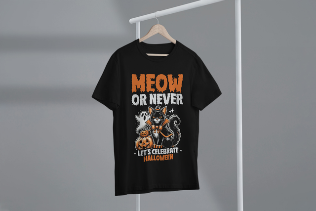 Meow Or Never Let’s Celebrate Halloween, Halloween Cat. Miau oder lasst uns Halloween feiern, Halloween-Katze