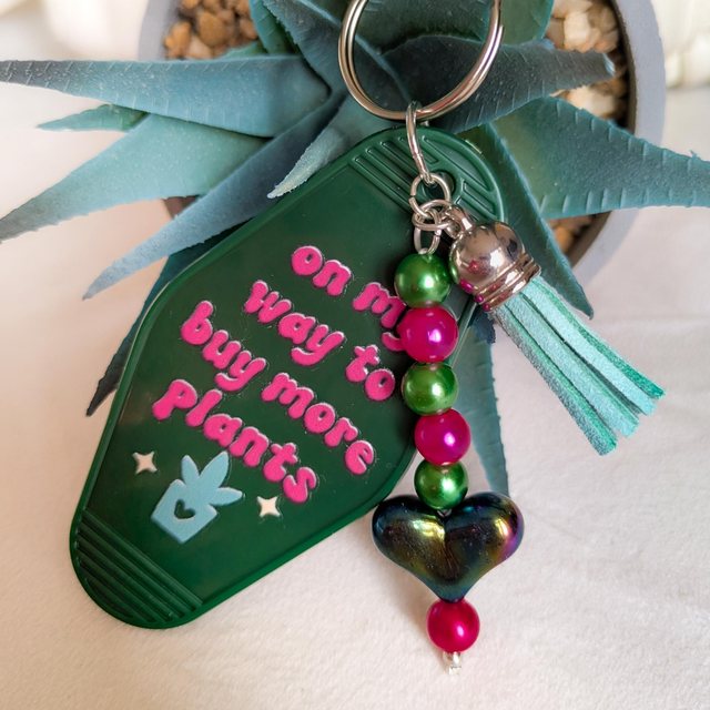 'Buy Plants' Keyring - Green