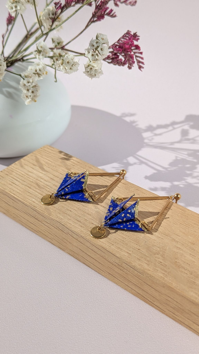 Boucles d'oreilles acier inoxydable Balancelle Violet