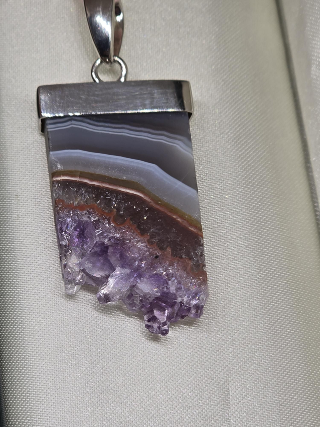 Pendentif tranche d'Améthyste et Argent 925 