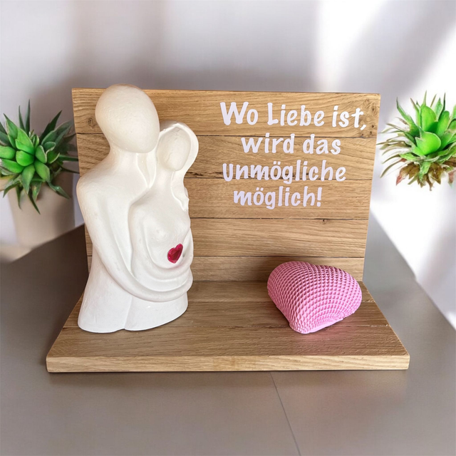 Dekoset "Wo Liebe ist.." mit Pärchen & Teelichthalter