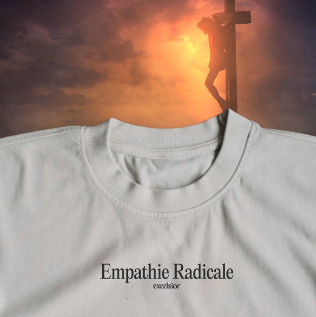 « Empathie Radicale » T-shirt blanc brodé unisexe – EXCELSIOR