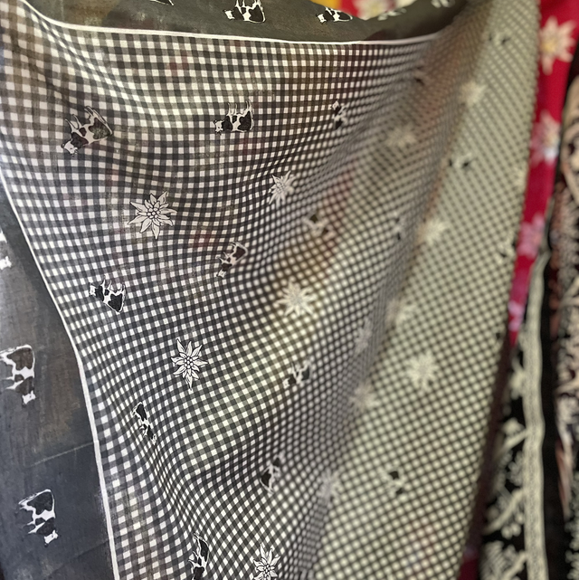 Foulard « Vichy » gris/vert 53cm