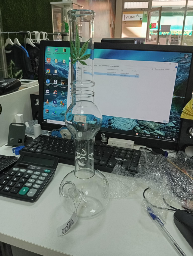 Bong leaf Green line 39cm