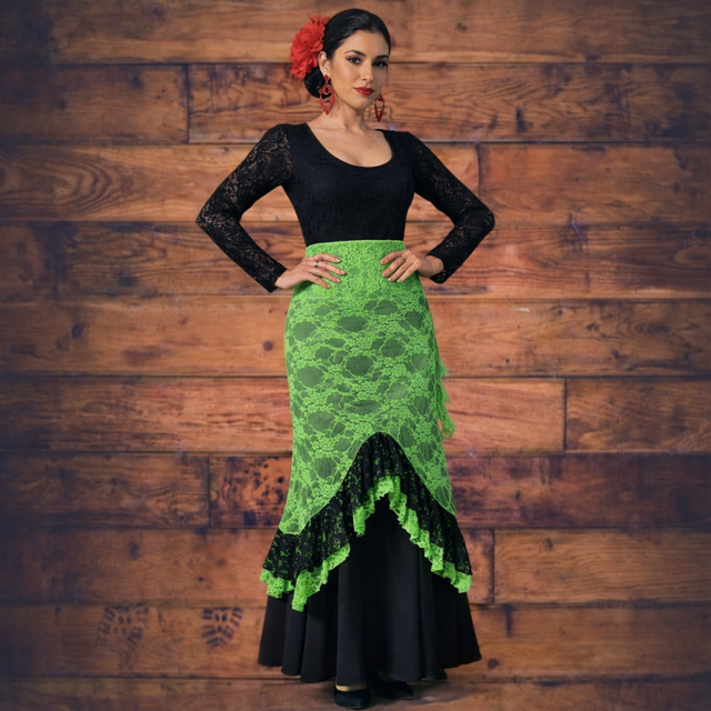 060 Taille L surjupe flamenco fluo