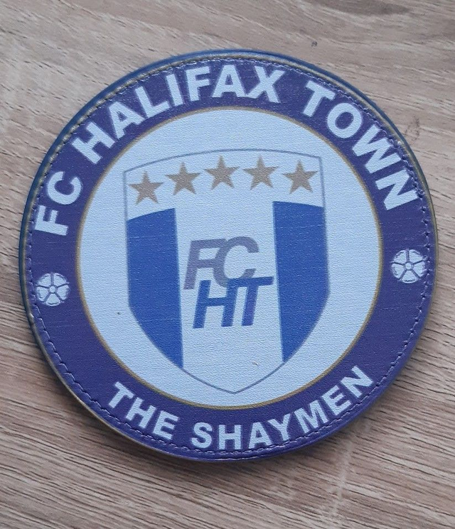 2025/2026 FC Halifax Town 10cm Round Faux Leather Coaster - Blue 