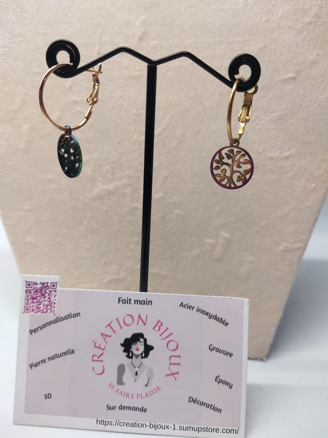 Boucle d'oreille créole arbre de vie 