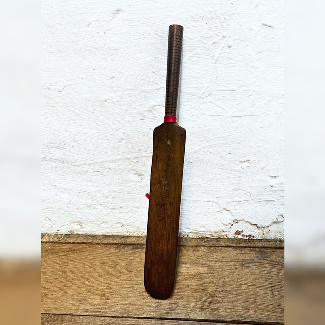 Victorian Miniature Cricket Bat Page Turner – Willow Wood with Twine Handle
