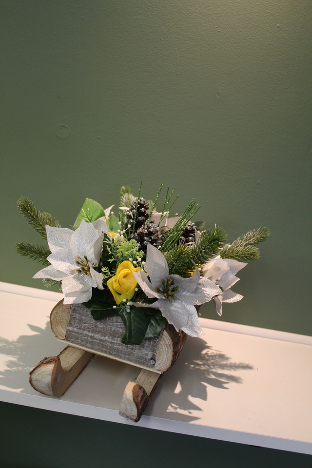 Festive Sleigh Arrangement – Artificial Flowers