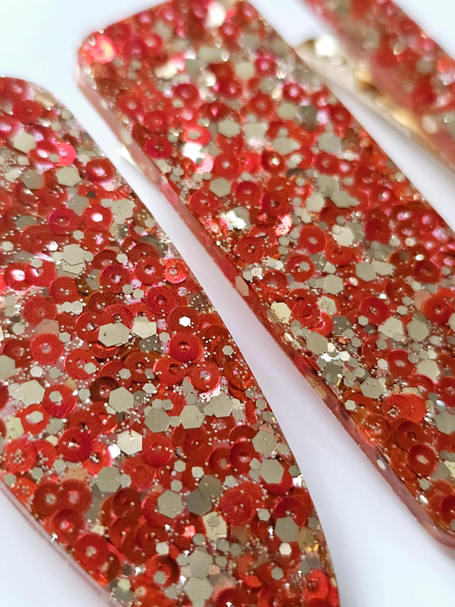 TRIO BARRETTES NOEL ROUGE & OR