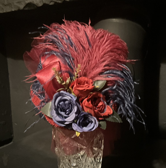 Victorian Style Hat (Navy/Burgundy)