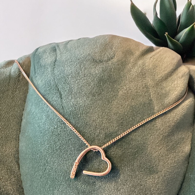 Sterling Silver Diamond Heart Pendant Necklace | Elegant &amp; Dainty