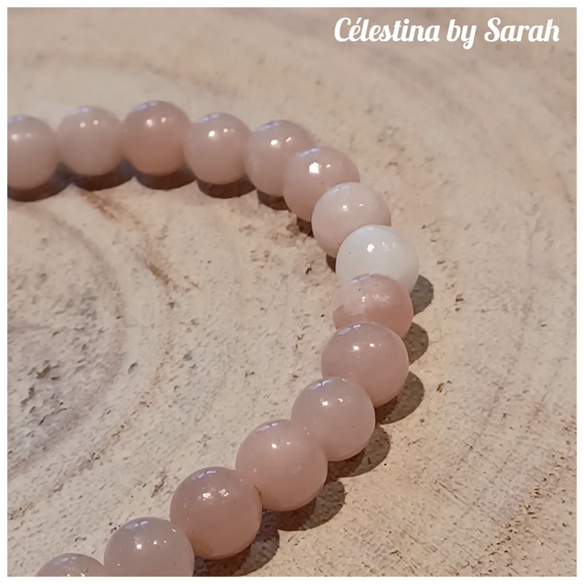Bracelet Opale rose 6mm Taille Dame