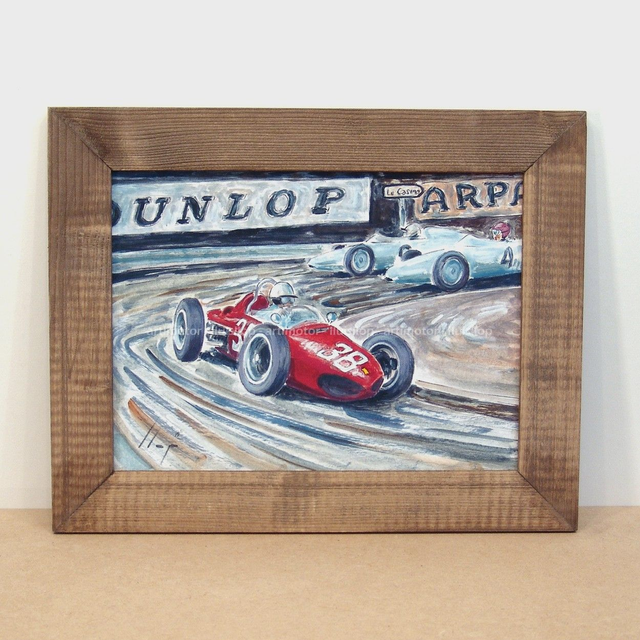 Artimotor enmarcado 28x35 - 1961 Phil Hill Ferrari 156, GP Mónaco