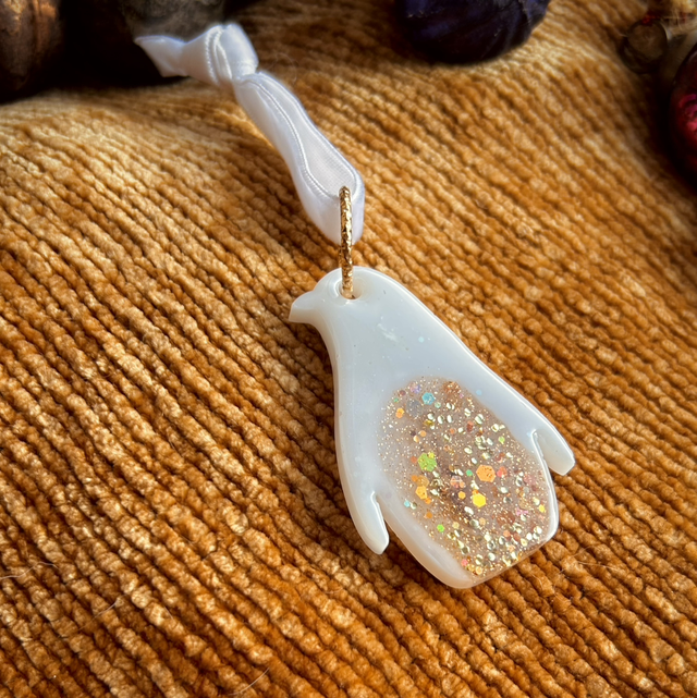 Penguin Decoration - White and Gold