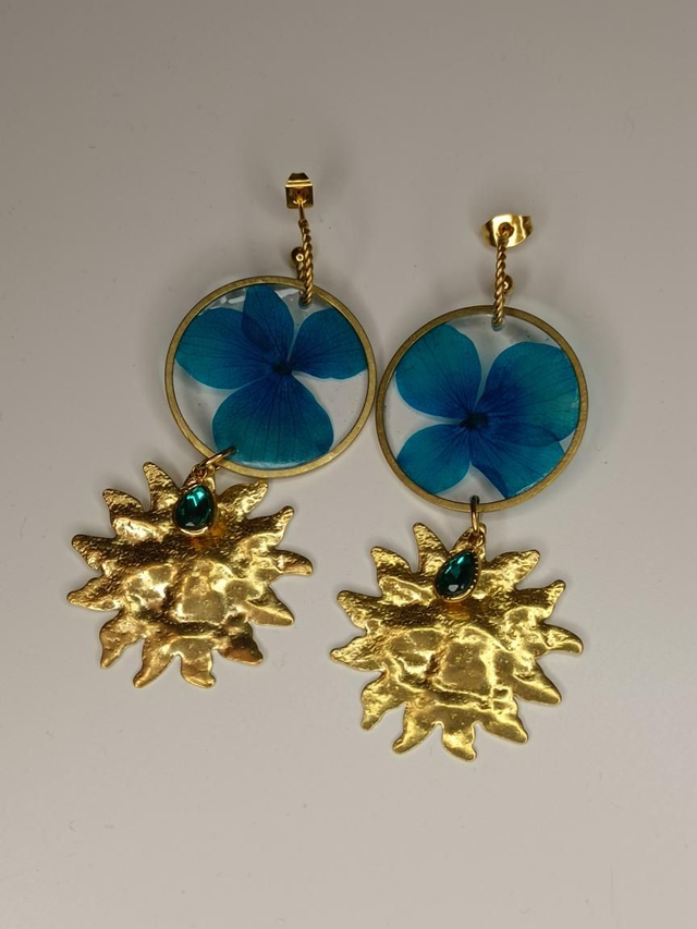 Modèle unique - Fleurs bleues & soleil
