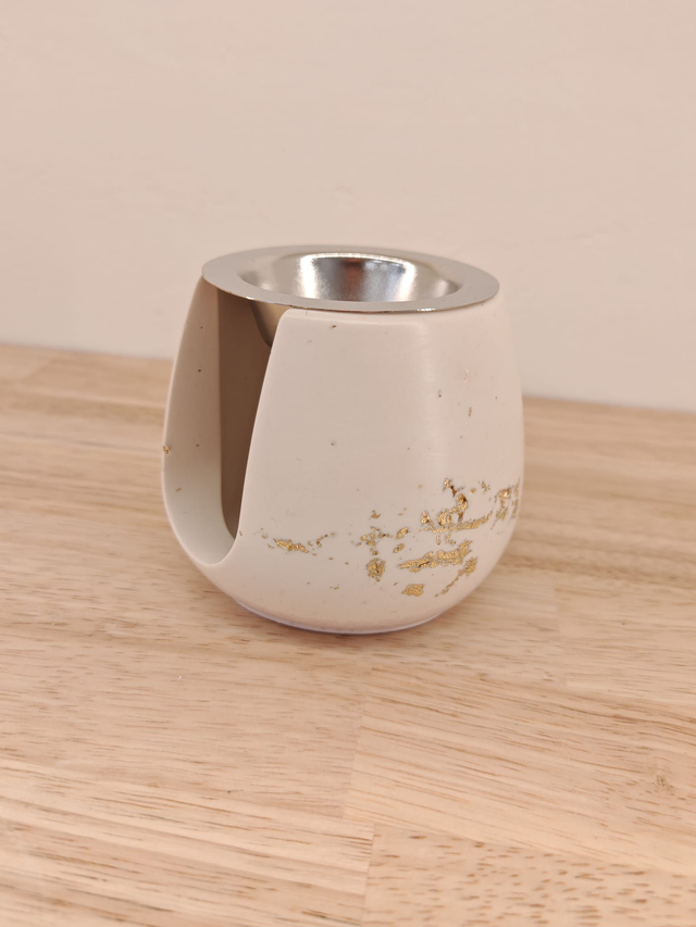 Diffuseur Ovalie blanc & feuilles d'or