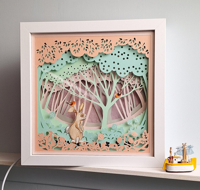 Shadow Box "Coniglio" con luce Led