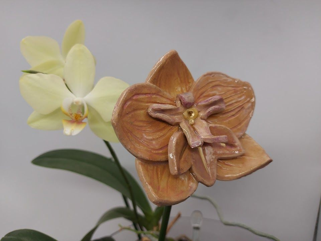 Ceramic Orchid Flower Wall Hanger 