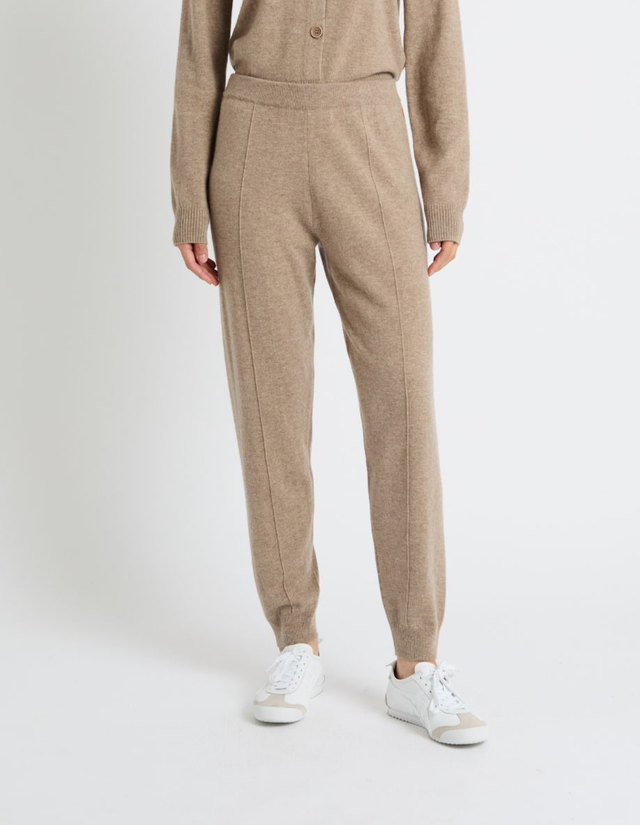 Oatmeal Chinti &amp; Parker Wool/Cashmere Cuffed Joggers