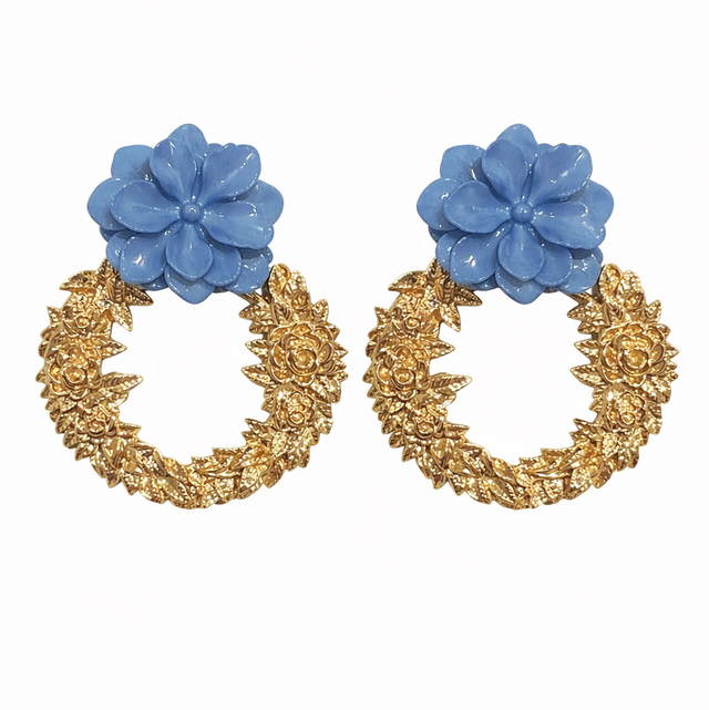 Pendientes floral azulina 