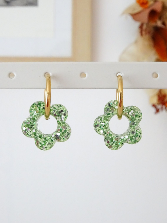 Petite fleur : Paillettes verte