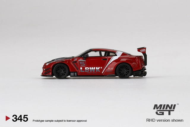 MGT00345 Mini GT 1/64 LB★WORKS Nissan GT-R R35 Type 2, Rear Wing ver 3 , Red, LB Work Livery 2.0