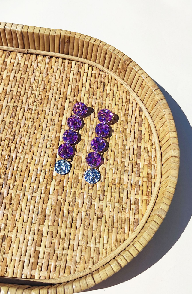 Boucles d'oreilles Olivia - Paillettes violettes