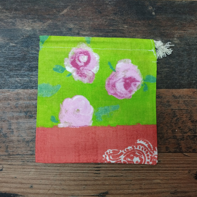 Bariolé orange et rose - Hauteur 16 cm x Largueur 15,5 cm