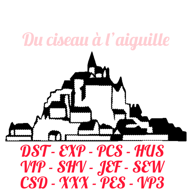 fichier broderie Mont ST Michel - Cadre 10x10 / 12 Formats