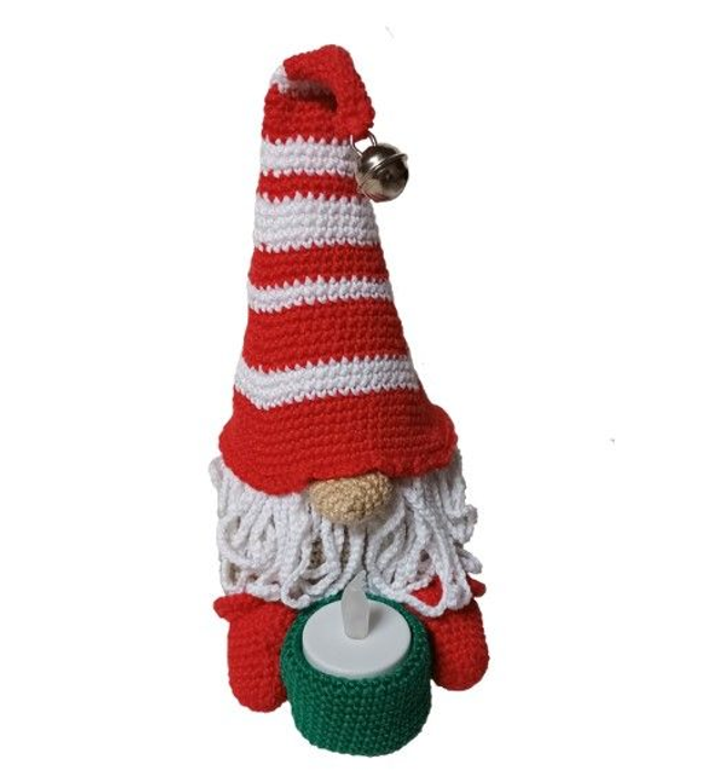 Kerstgnoom met waxinelichtje en belletje
