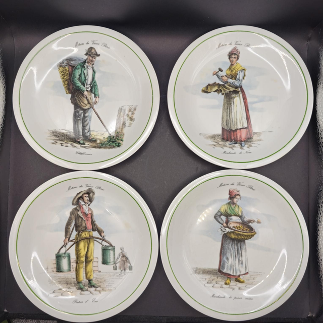 Lot de 4 assiettes parlantes "Métiers du vieux Paris"