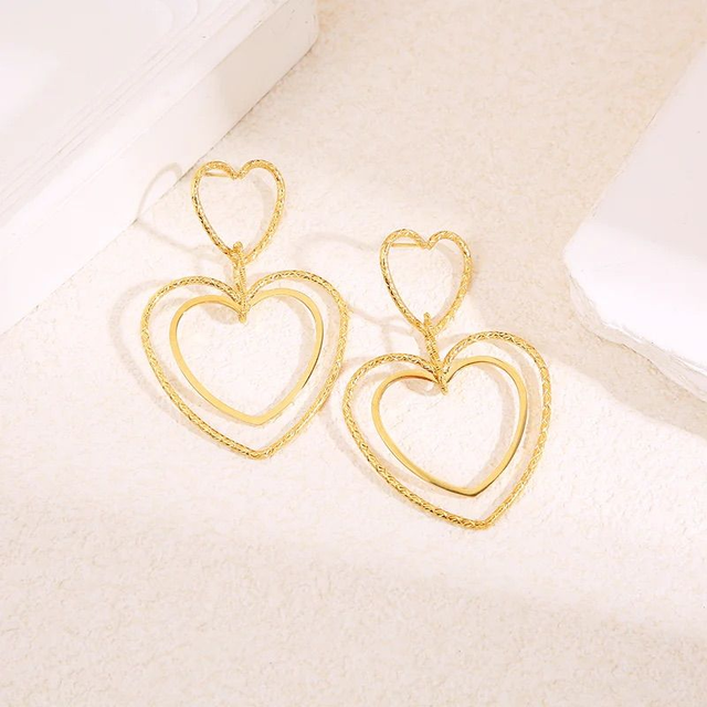 Boucles d'oreilles Coeur double