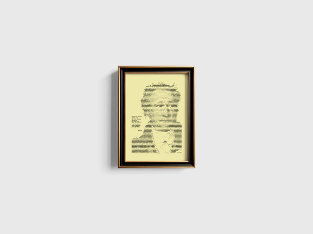 A4 Schreibmaschinen-Porträt Goethe mit Zitat in Schwarz auf Elfenbein