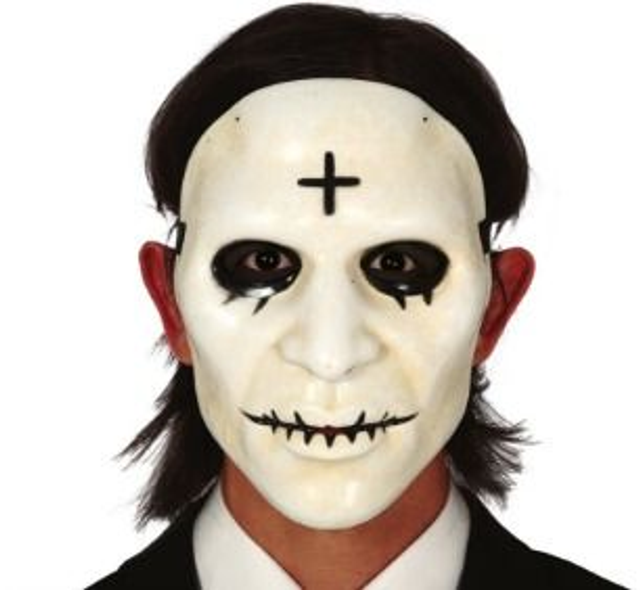 HALLOWEEN , 2262 MASCHERA BIANCA CON CROCE UOMO PVC