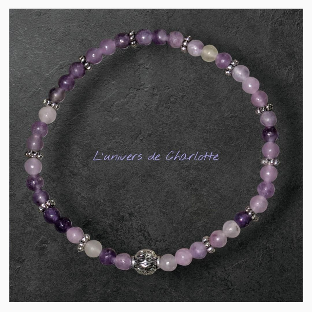Bracelet &quot;Lépidolite&quot; 4mm BR-104
