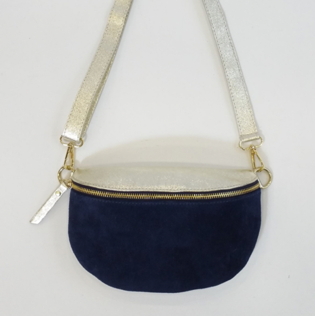 Grande banane cuir daim irisé doré 