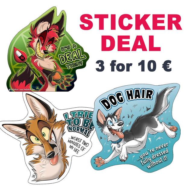 1 DEAL: THREE Stickers for 10 €