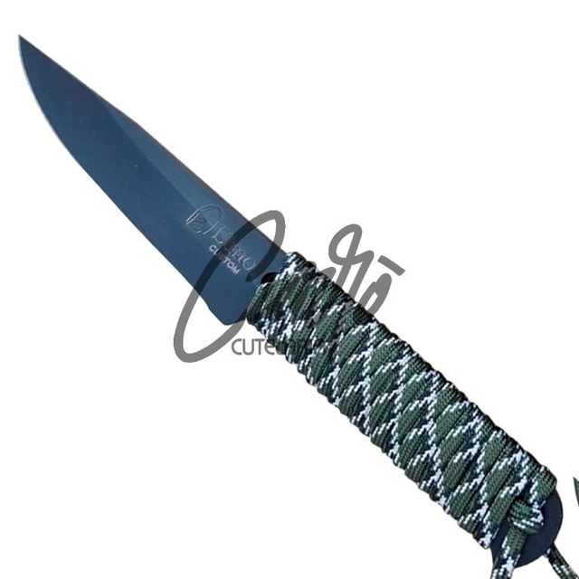 Faca Artesanal Floresta Nº1 Elmo Aço e Cabo em Paracord Verde/Branco