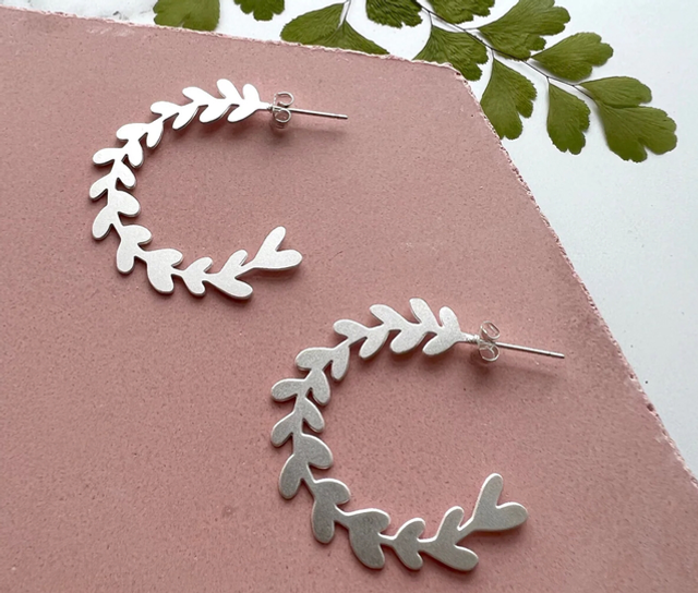 Silver Olive Branch Hoops