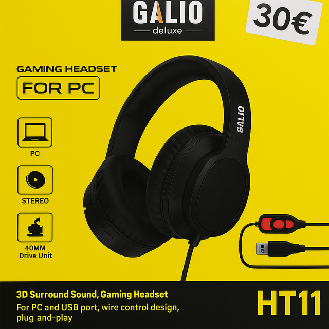 GALIO deluxe HT11 Gaming Headset – 3D Sound für PC