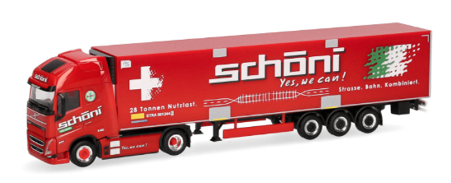 Volvo FH GL XL 2020 Electric Kühlkoffer-Sattelzug Schöni Schweiz Herpa 1:87
